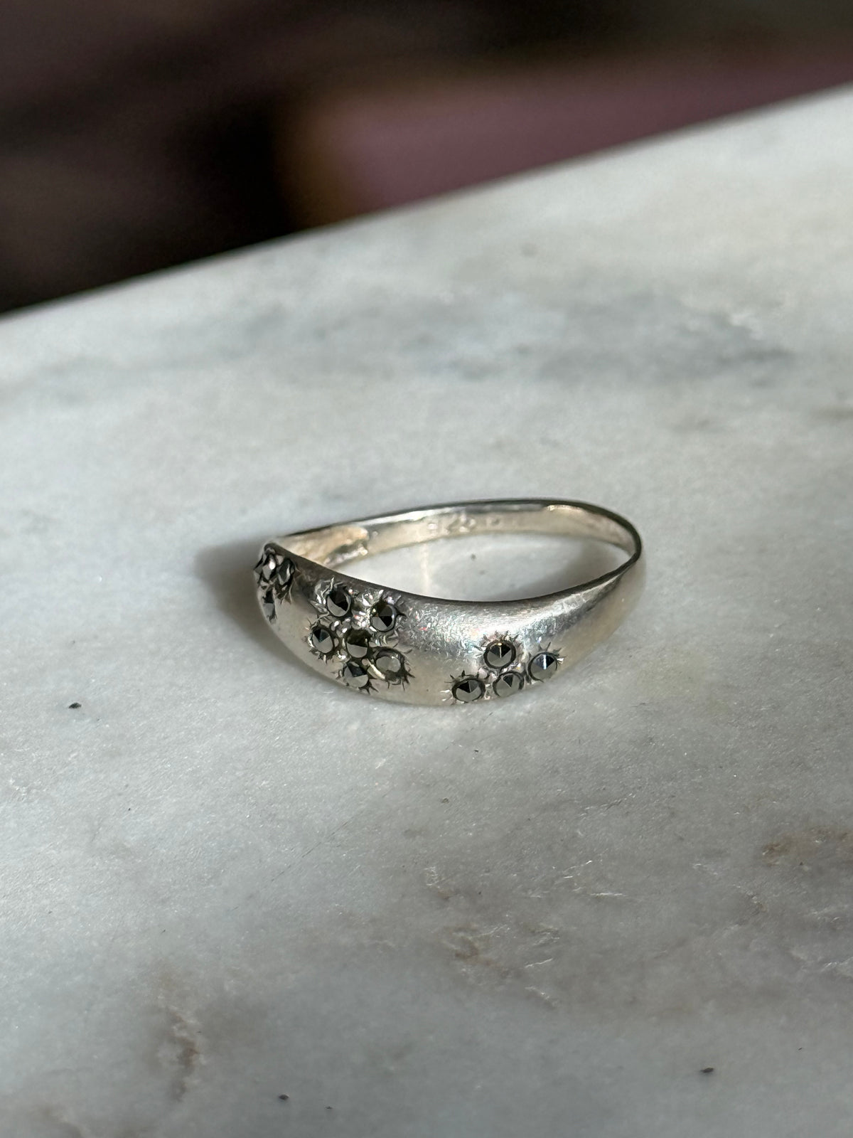 Marcasite Flower Sterling Silver Ring Size 9.25