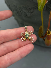 Load image into Gallery viewer, Solid 14k Yellow Gold Emerald Diamond Frog Pendant
