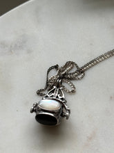 Load image into Gallery viewer, Vintage Multistone Spinner Fob Sterling Necklace 17.75”
