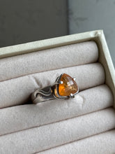 Load image into Gallery viewer, Faceted Orange Glass Sterling Silver Ring Size 8.25
