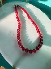 Load image into Gallery viewer, Sterling Silver Maroon Bead Necklace 18”
