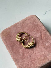 Load image into Gallery viewer, Vintage Cherub 14k Yellow Gold Hoops
