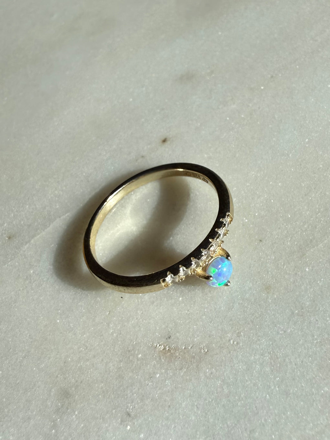 Opal Gold Vermeil Dainty Ring Size 8.5