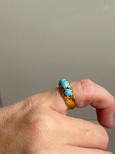 Load image into Gallery viewer, Antique Persian Turquoise 22k Gold Trilogy Ring Size 3.75
