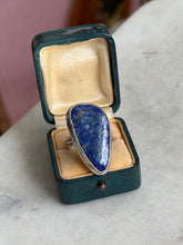 Load image into Gallery viewer, Chunky Lapis Sterling Silver Ring Size 9
