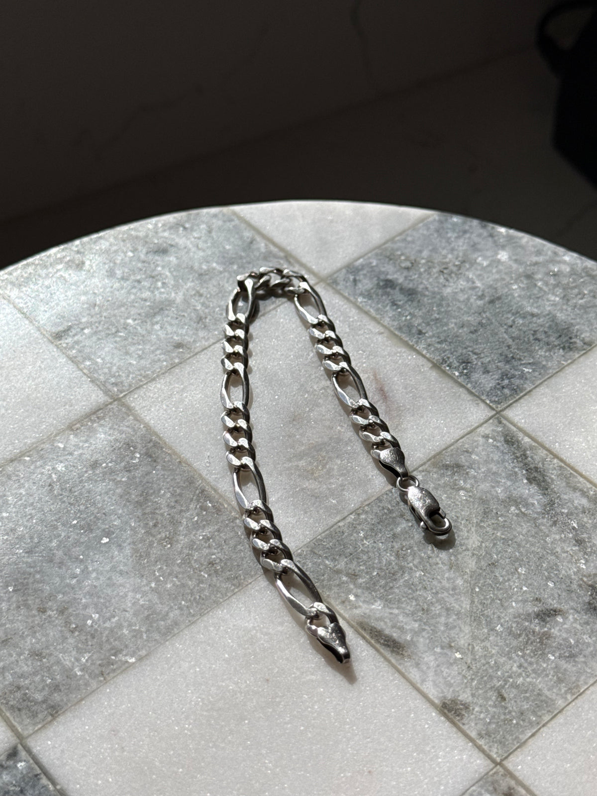 Italian Solid Sterling Silver Figaro Bracelet 8”