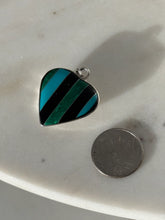 Load image into Gallery viewer, Vintage Multistone Inlay Sterling Silver Heart Pendant
