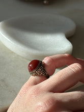 Load image into Gallery viewer, Vintage Carnelian Carved Flower Ring Size 4
