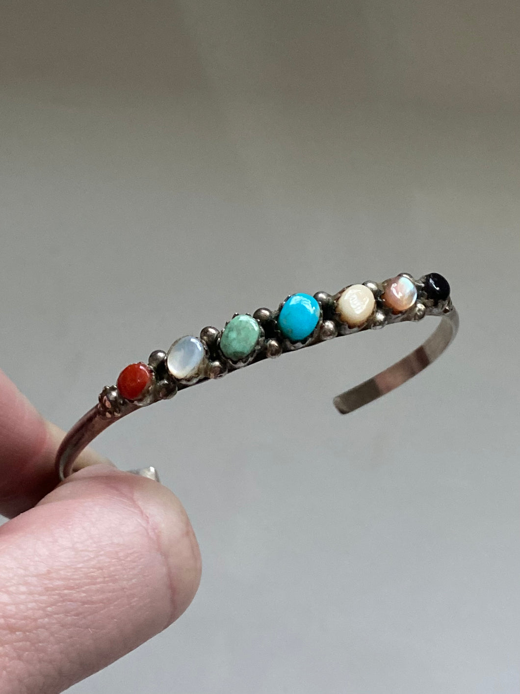 Multistone Navajo Sterling Silver Cuff Bracelet