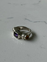 Load image into Gallery viewer, Vintage Amethyst &amp; Citrine Sterling Ring Size 5
