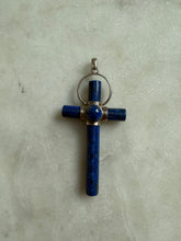 Load image into Gallery viewer, Lapis &amp; Sterling Silver Cross Pendant

