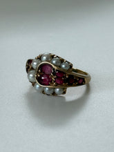 Load image into Gallery viewer, Art Deco 14k Gold Pearl &amp; Ruby Ring
