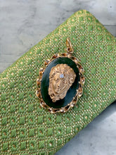 Load image into Gallery viewer, Medusa Vintage 18k Gold Jade &amp; Diamond Pendant
