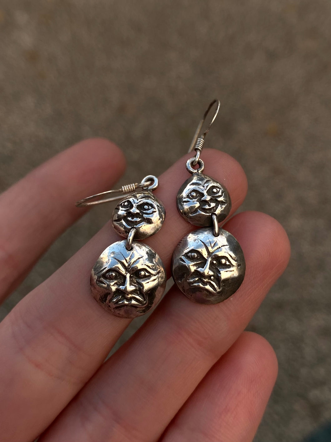 Vintage Moonman Sterling Silver Earrings