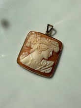 Load image into Gallery viewer, Italian Carved Cameo 14k Gold Square Pendant
