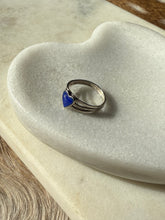 Load image into Gallery viewer, Vintage Lapis Heart Sterling Silver Ring Size 8.25
