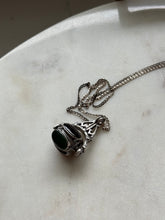 Load image into Gallery viewer, Vintage Multistone Spinner Fob Sterling Necklace 17.75”
