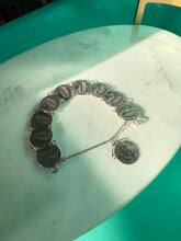 Load image into Gallery viewer, Vintage 1930s-1940s Sterling Silver Coin Bracelet 7”
