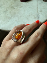 Load image into Gallery viewer, Amber Sterling Silver Ring Size 7.5
