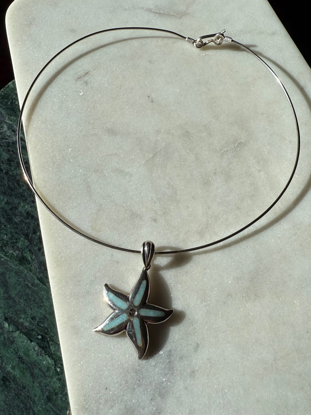 Starfish Sterling Silver Torque Necklace 16”