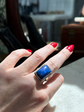Load image into Gallery viewer, Vintage Blue Lapis Sterling Silver Ring Size 8
