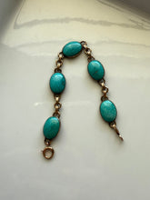 Load image into Gallery viewer, Midcentury Gold Vermeil Turquoise Bracelet 6”
