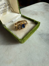 Load image into Gallery viewer, Antique Blue Sapphire Sugarloaf Cabochon Diamond Ring
