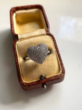 Load image into Gallery viewer, Vintage Sterling Silver Flooded CZ Heart Ring
