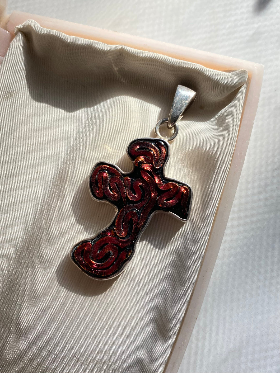 Charles Albert Art Glass Cross Pendant