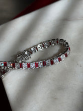 Load image into Gallery viewer, Sterling Silver CZ &amp; Glass Stone Tennis Bracelet 6.5”
