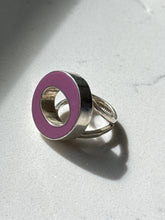 Load image into Gallery viewer, Mexico Pink Enamel Sterling Silver Modernist Ring Size 5.25
