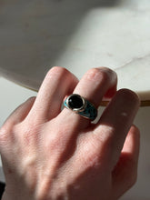 Load image into Gallery viewer, Canadian Blue Enamel Sterling Silver Ring Size 9.25

