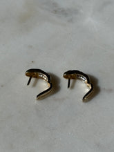 Load image into Gallery viewer, Vintage Solid 10k Gold CZ Hoops
