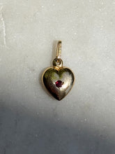 Load image into Gallery viewer, Vintage Italian Garnet 14k Gold Heart Charm

