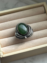 Load image into Gallery viewer, Vintage Jade Sterling Silver Ring Size 8.75
