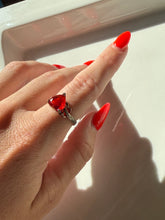 Load image into Gallery viewer, Red Gummy Drop Sterling Silver Heart Ring Size 8.25
