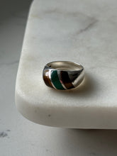 Load image into Gallery viewer, Vintage Tigers Eye &amp; Malachite Sterling Silver Ring Size 8.25
