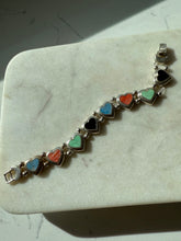 Load image into Gallery viewer, Vintage Sterling Silver Heart Bracelet 7.5”
