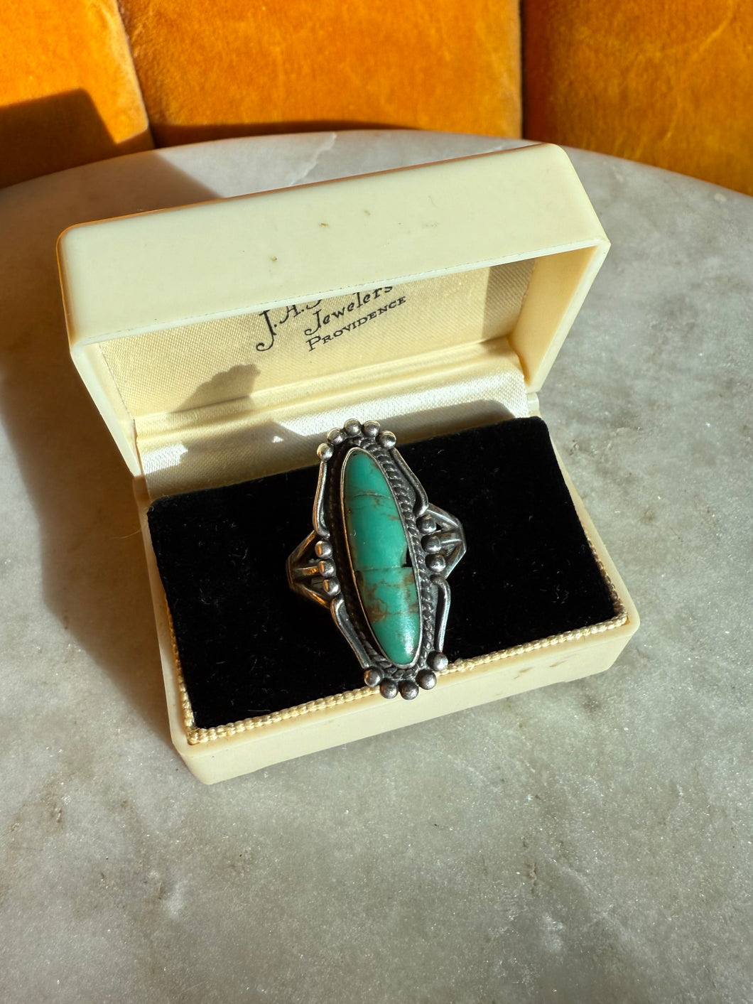 Bell Sterling Silver Turquoise Ring Size 8.5