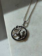 Load image into Gallery viewer, Vintage Black Enamel Sagittarius Zodiac Sterling Silver Necklace 20”
