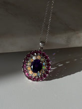 Load image into Gallery viewer, Tourmaline Opal &amp; Amethyst Sterling Silver Necklace 17”
