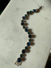 Load image into Gallery viewer, Blue Stone Gold Plated Costume Bracelet 6.5”
