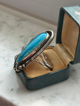 Load image into Gallery viewer, Chunky Turquoise Sterling Silver Ring Size 13

