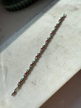Load image into Gallery viewer, Simulated Opal &amp; Synthetic Pink Sapphire Sterling Silver Bracelet 7.5”
