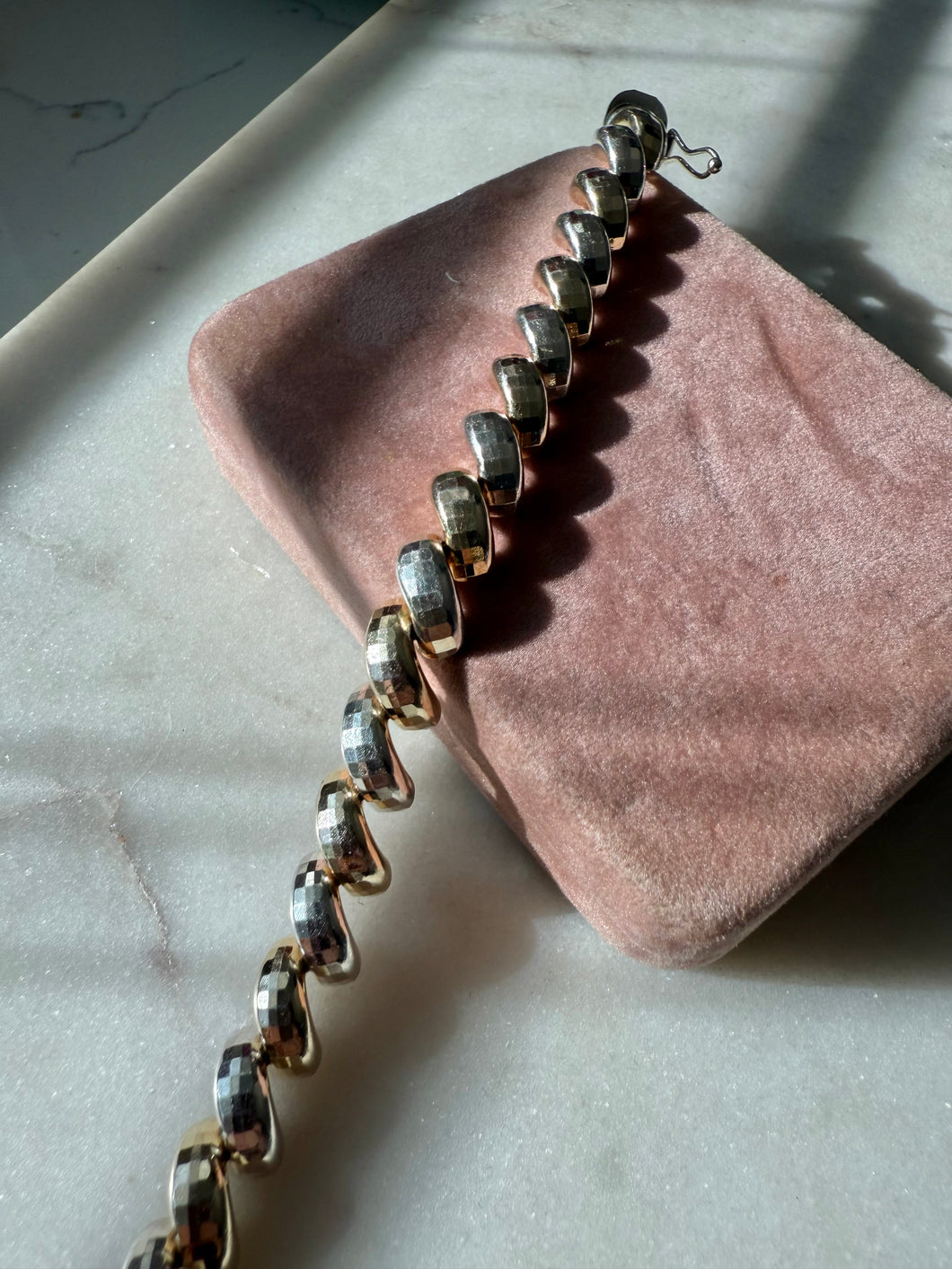 Milor Italy Two-Toned San Marco Croissant Link Sterling Bracelet 7.5”