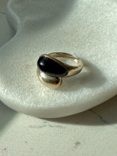 Load image into Gallery viewer, Vintage Black Onyx Sterling Silver Bypass Ring Size 11

