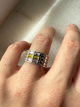 Load image into Gallery viewer, Pastel Glass Sterling Silver Wide Ring Size 6.75
