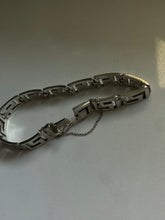 Load image into Gallery viewer, Greek Key Link Vintage Solid Sterling Silver Bracelet
