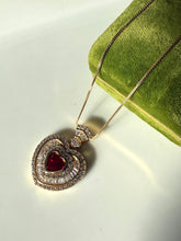 Load image into Gallery viewer, Chunky Red Heart Gold Vermeil Necklace
