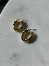 Load image into Gallery viewer, Italian Vintage Twisted 14k Yellow Gold Hoops
